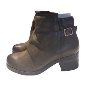 Miz Mooz Stoney Leather Buckle Ankle Boots NWOT